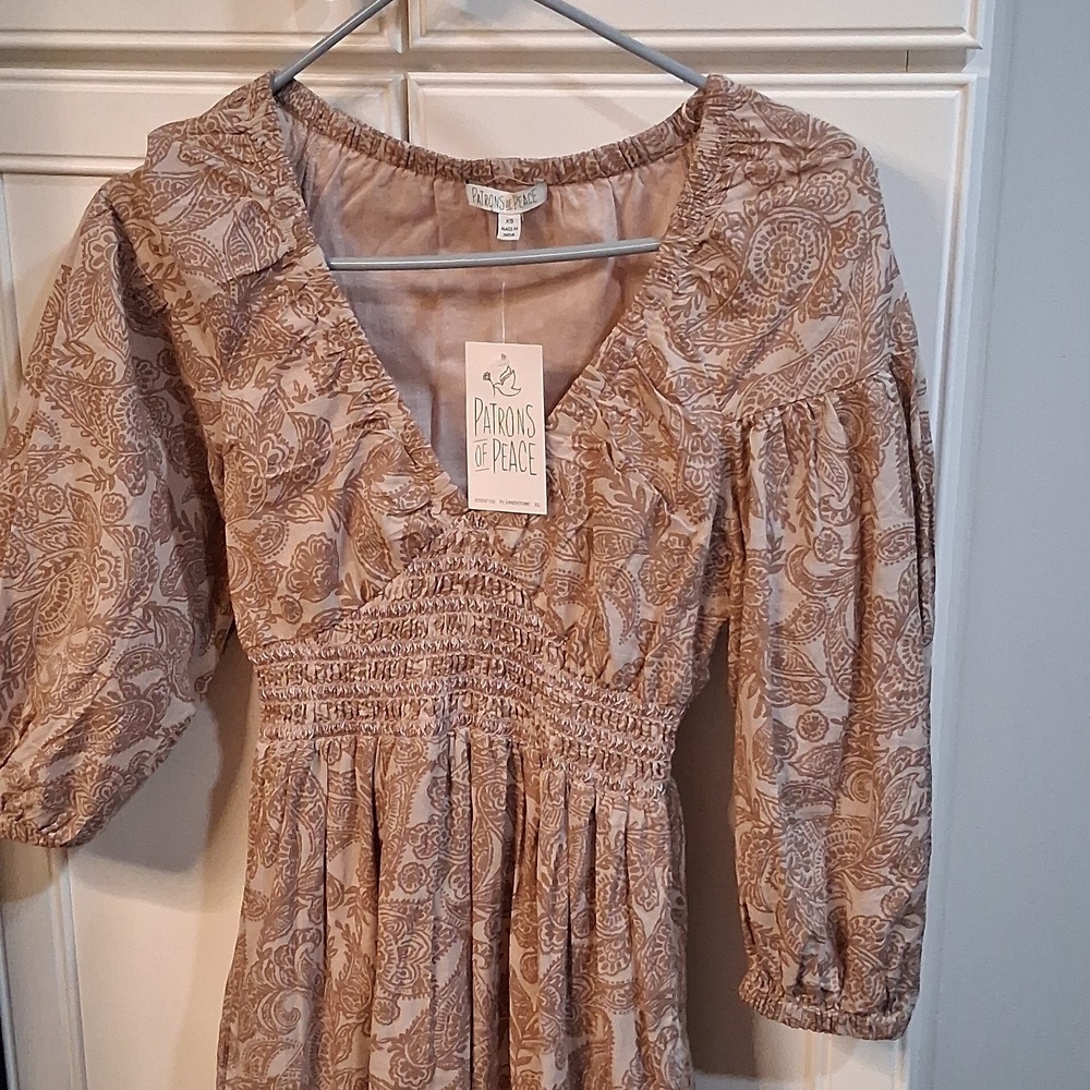 New! Anthropologie Patrons Of Peace Boho Maxi Dress In Sandstone - Picture 2 of 8